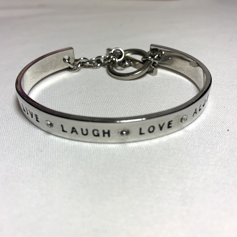 BCBG Live Laugh Love A Lot Silver Tone Bracelet